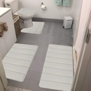Mrmaere Memory Foam Bath Mat 4 Set Bathroom Rugs for 4 Pcs toilet Mats Universal Soft Comfortable Water Absorption Non-Slip Thick Machine Washable Easier to Dry Dark Beige